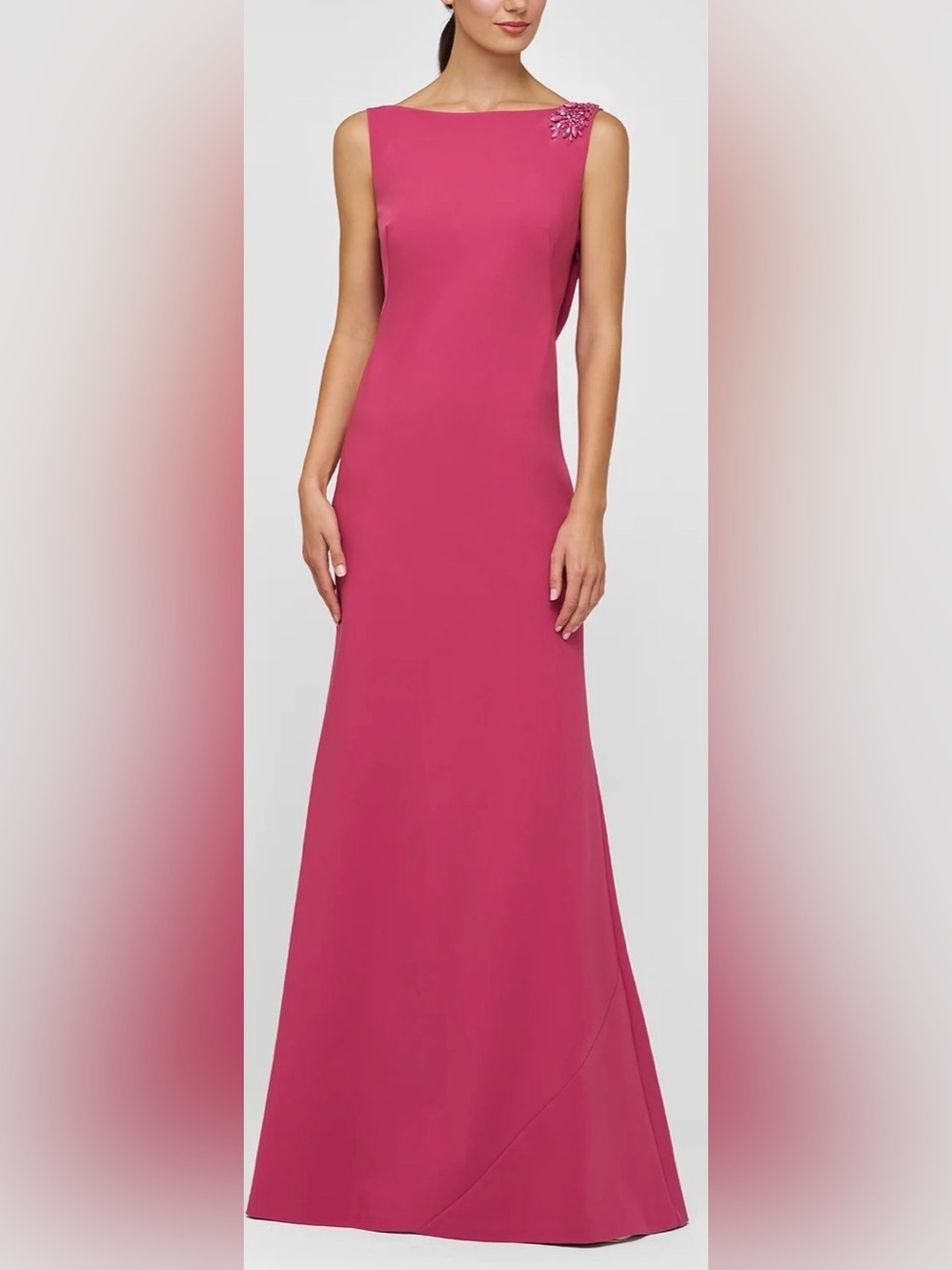 NEW KAY UNGER Pippa Sleeveless drape back Berry Gown Sz 14
